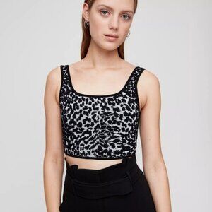 Aritzia Babaton Leopard Arjun Sculpt Knit Tank Size S